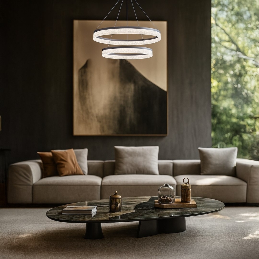 Suspension LED sur câble GALA, 54 W, 230 V, Ø 60 cm, argentée