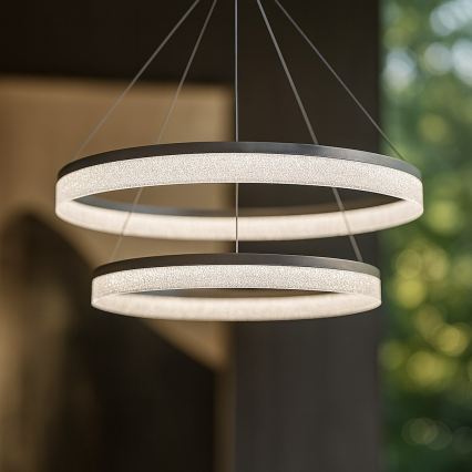 Suspension LED sur câble GALA, 54 W, 230 V, Ø 60 cm, argentée