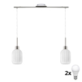 Suspension LED sur câble HARMA 2xE27/60W/230V chrome mat/blanc