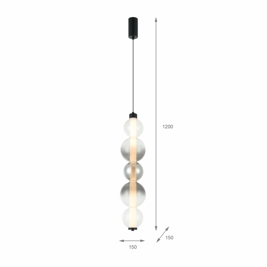 Suspension LED sur câble LUMMI LED/19W/230V noir/fumé