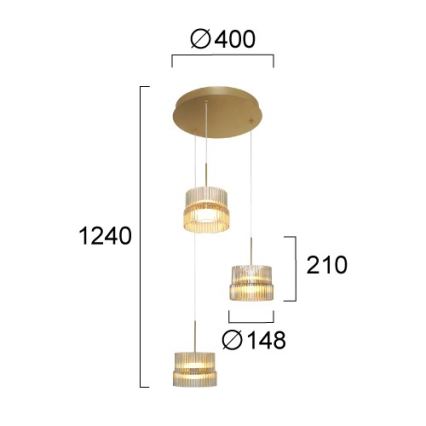 Suspension LED sur câble LUXE LED/34W/230V laiton