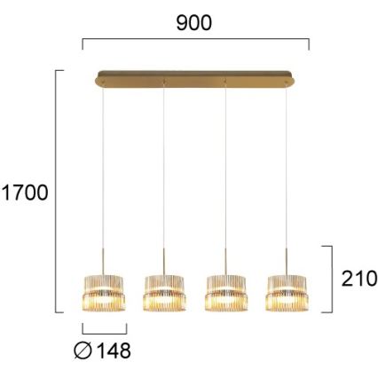 Suspension LED sur câble LUXE LED/46W/230V, laiton