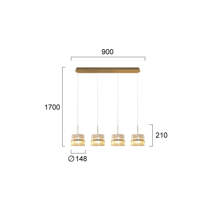 Suspension LED sur câble LUXE LED/46W/230V, laiton