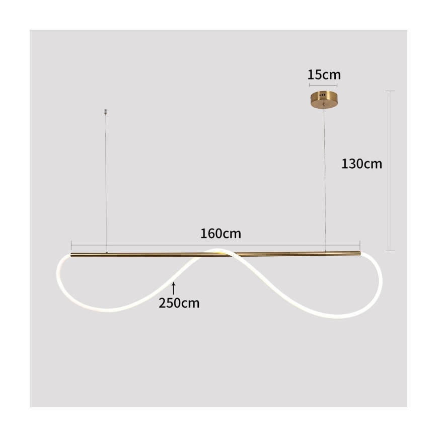 Suspension LED sur câble MELECA LED/36W/230V 3000/4000/6000K 160 cm dorée