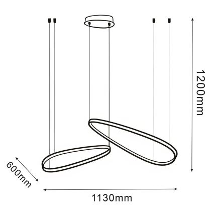 Suspension LED sur câble MICHELLE, 48 W, 230 V, 4000 K, noire
