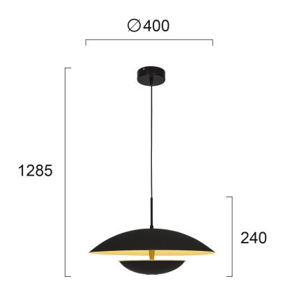 Suspension LED sur câble MONICA LED/16W/230V noir/doré