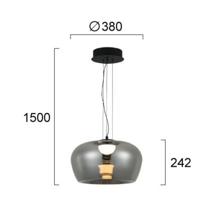 Suspension LED sur câble NADIA LED/20W/230V fumé/noir