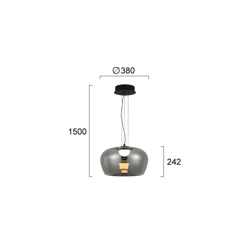 Suspension LED sur câble NADIA LED/20W/230V fumé/noir