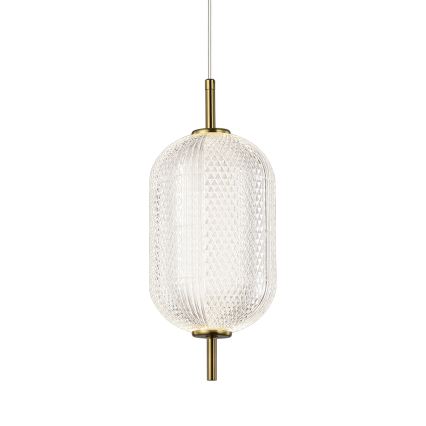 Suspension LED sur câble PELLUCID LED/11W/230V, finition dorée/verre transparent