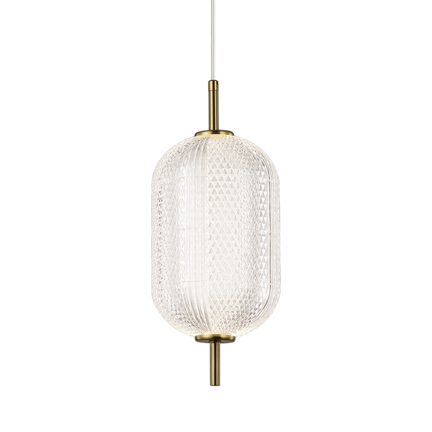 Suspension LED sur câble PELLUCID LED/11W/230V, finition dorée/verre transparent
