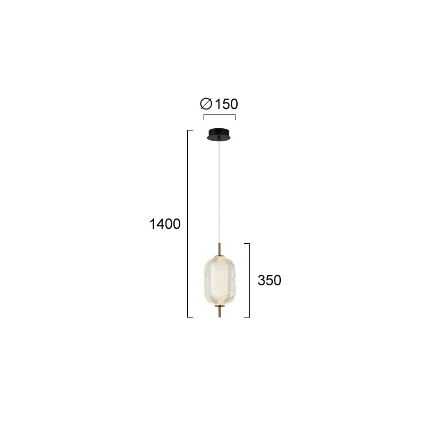 Suspension LED sur câble PELLUCID LED/11W/230V, finition dorée/verre transparent