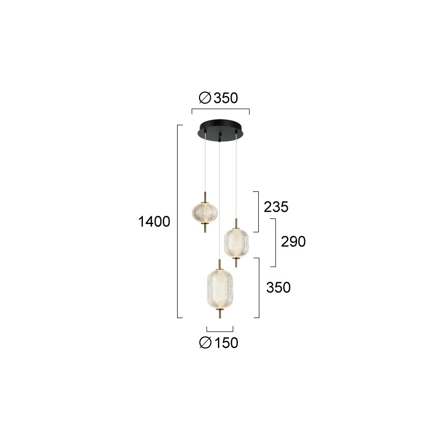 Suspension LED sur câble PELLUCID LED/20W/230V bronze/noir