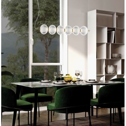 Suspension LED sur câble PELLUCID LED/23W/230V dorée/transparente