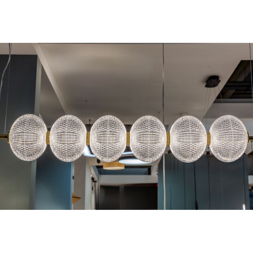Suspension LED sur câble PELLUCID LED/23W/230V dorée/transparente