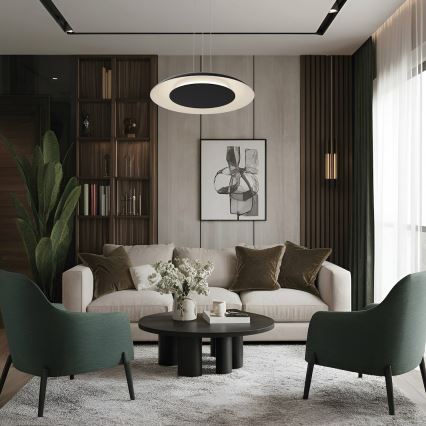 Suspension LED sur câble PIATTINO, 30 W, 230 V, 2700/3200/4000 K, Ø 40 cm, noire