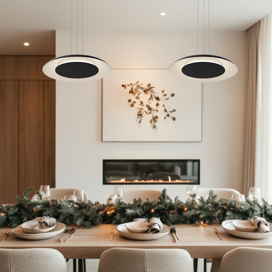 Suspension LED sur câble PIATTINO, 30 W, 230 V, 2700/3200/4000 K, Ø 40 cm, noire