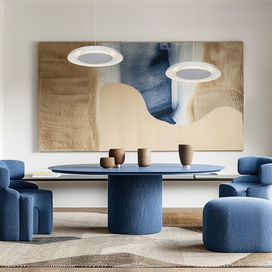 Suspension LED sur câble PIATTINO — 30 W, 230 V, 2700/3200/4000 K, Ø 40 cm, blanc