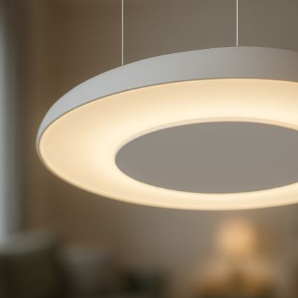 Suspension LED sur câble PIATTINO — 30 W, 230 V, 2700/3200/4000 K, Ø 40 cm, blanc