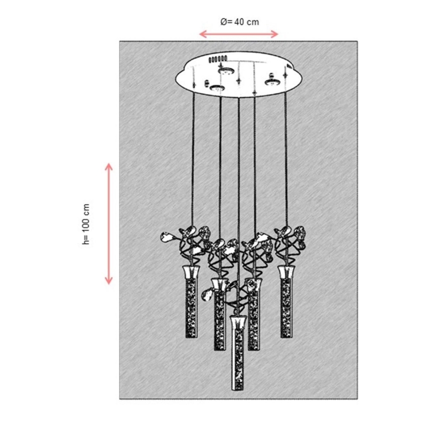 Suspension LED sur câble PIGEON 5xLED/6W/230V 6500K chrome brillant