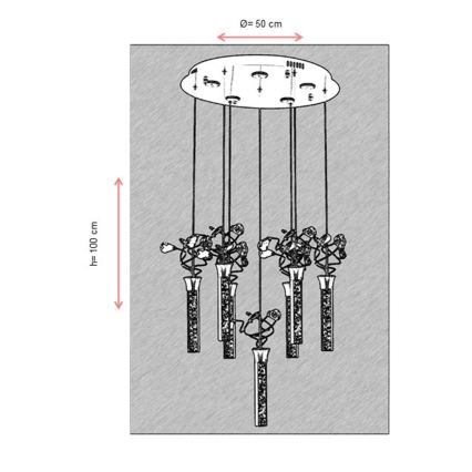 Suspension LED sur câble PIGEON 7xLED/6W/230V 6500K chromé brillant
