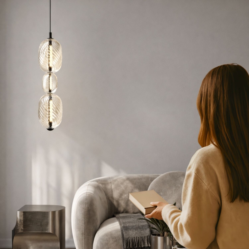 Suspension LED sur câble PLAYA LED/12W/230V noire