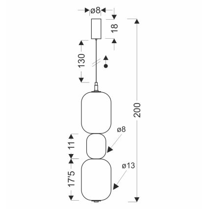 Suspension LED sur câble PLAYA LED/12W/230V noire
