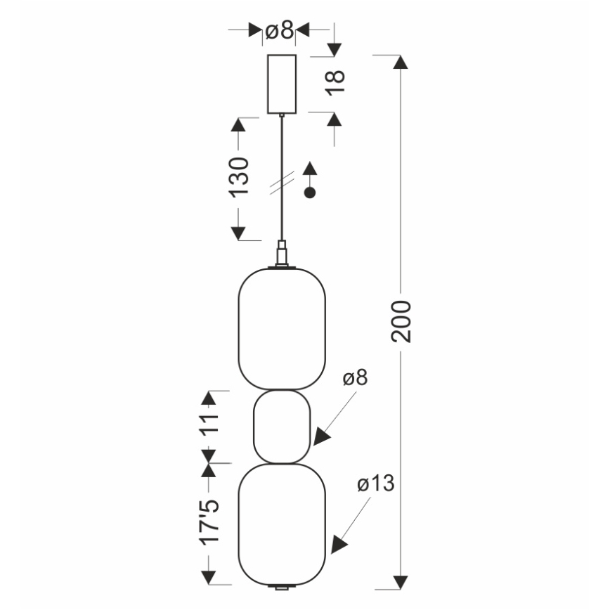 Suspension LED sur câble PLAYA LED/12W/230V noire