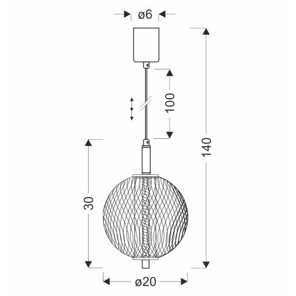 Suspension LED sur câble PUMA LED/10W/230V Ø 20 cm, noire