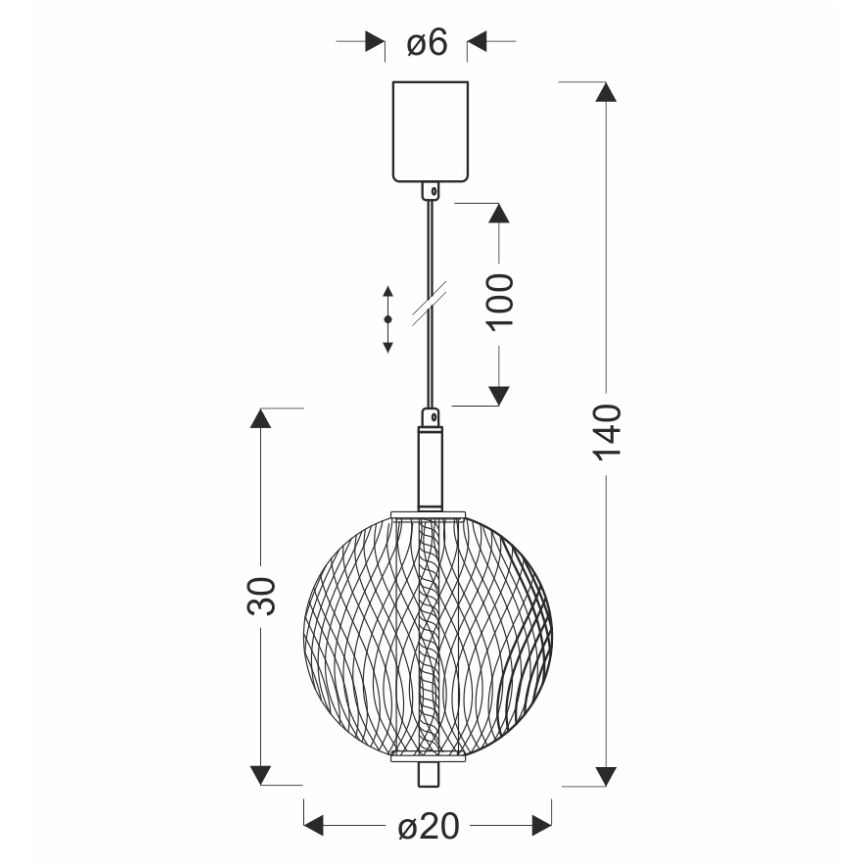 Suspension LED sur câble PUMA LED/10W/230V Ø 20 cm, noire