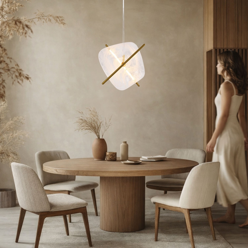 Suspension LED sur câble RELAX LED/15W/230V doré/blanc