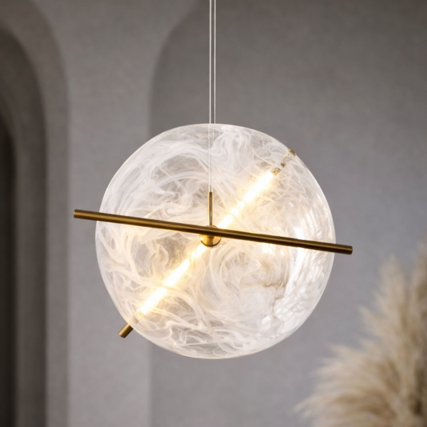 Suspension LED sur câble RELAX LED/15W/230V doré/blanc