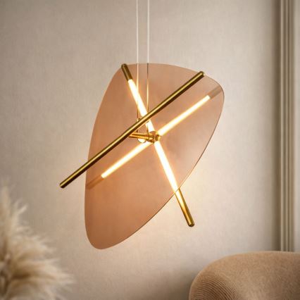 Suspension LED sur câble RELAX LED/15W/230V doré/brun fumé