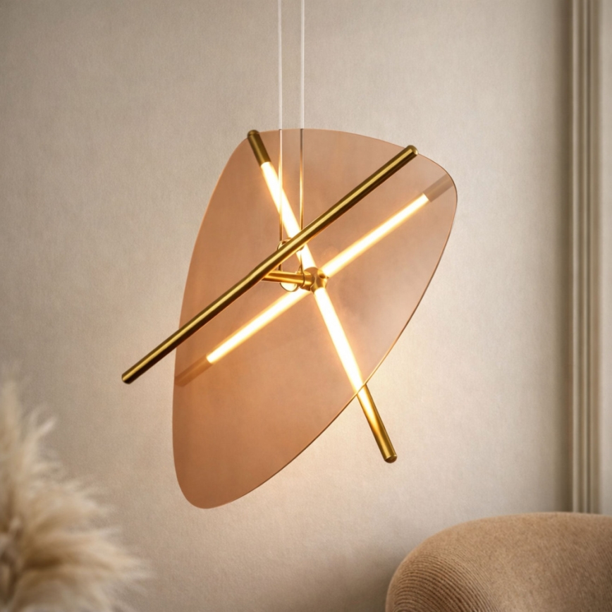 Suspension LED sur câble RELAX LED/15W/230V doré/brun fumé