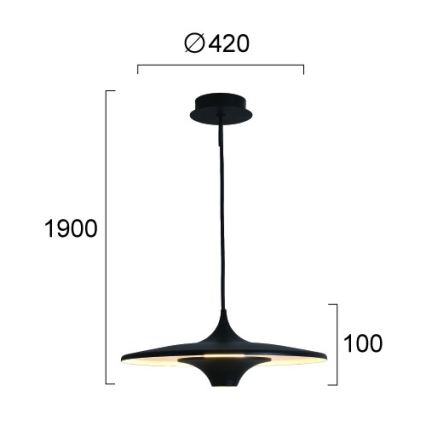 Suspension LED sur câble RENE LED/19W/230V CRI 90 noire