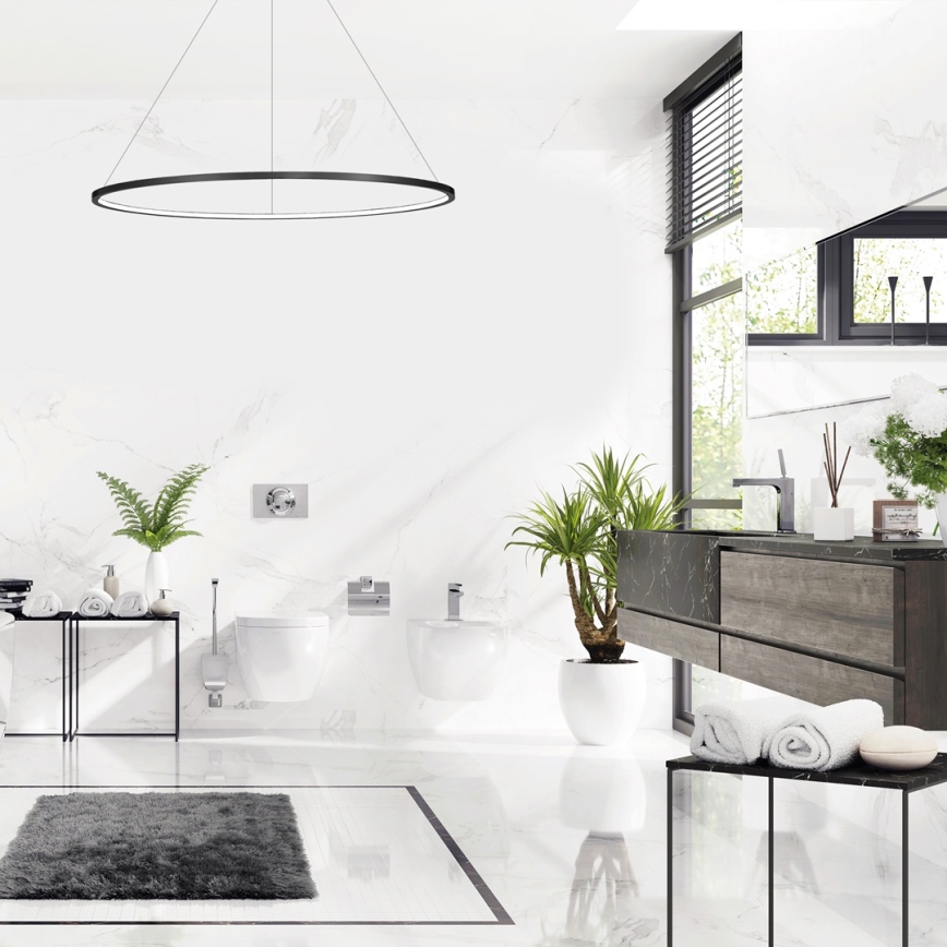 Suspension LED sur câble SATURNO, 65 W, 230 V, Ø 120 cm, IP44, noir