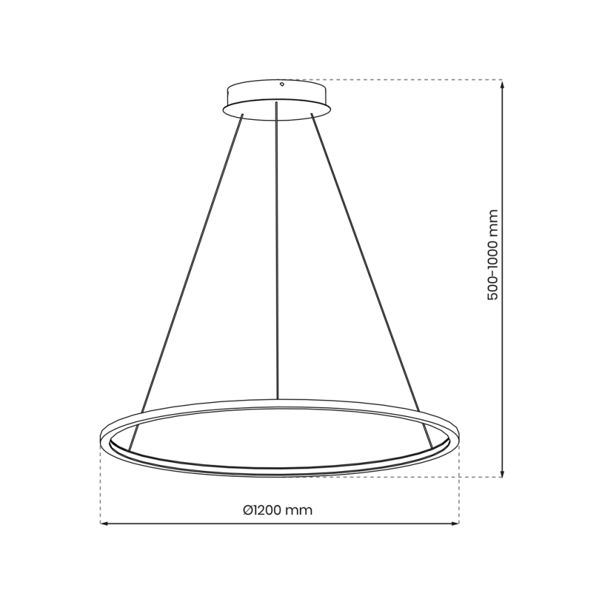 Suspension LED sur câble SATURNO, 65 W, 230 V, Ø 120 cm, IP44, noir