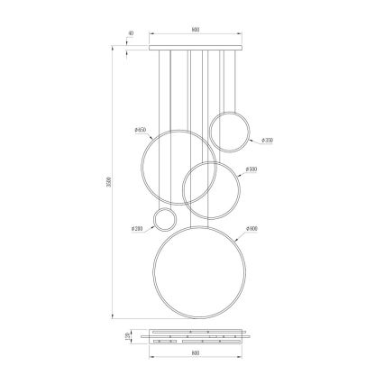 Suspension LED sur câble SATURNO LED/100W/230V, finition dorée
