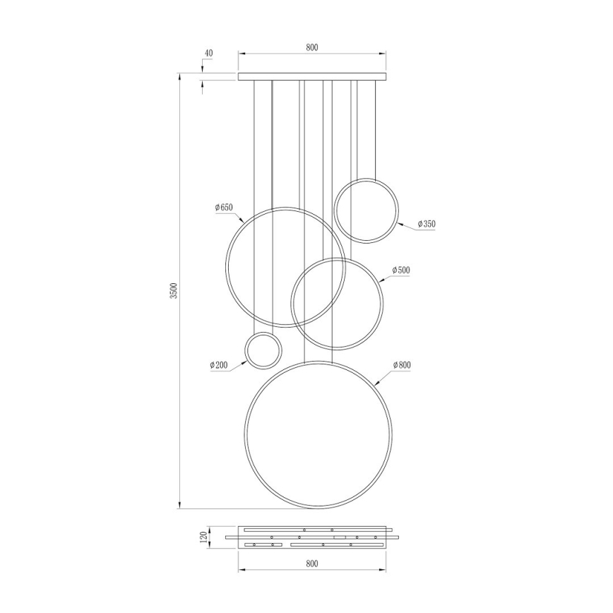 Suspension LED sur câble SATURNO LED/100W/230V noir
