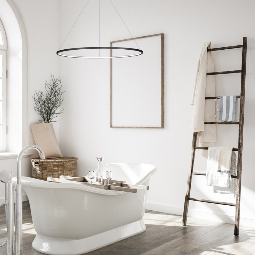 Suspension LED sur câble SATURNO LED/57W/230V Ø 100 cm IP44 noire