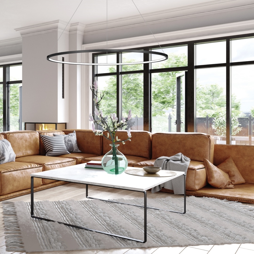 Suspension LED sur câble SATURNO LED/57W/230V Ø 100 cm IP44 noire