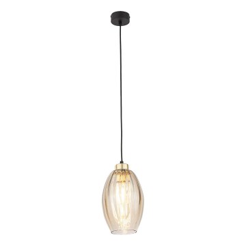 Suspension LED sur câble SEBO 1xE27/15W/230V noir/beige fumé