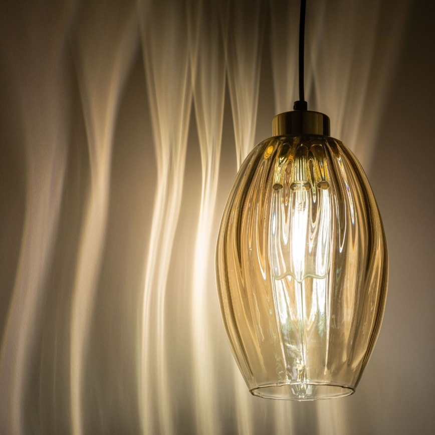 Suspension LED sur câble SEBO 1xE27/15W/230V noir/beige fumé