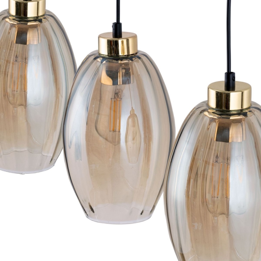 Suspension LED sur câble SEBO 1xE27/15W/230V noir/beige fumé