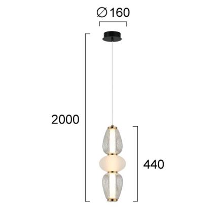 Suspension LED sur câble SHINY LED/17W/230V blanc/or