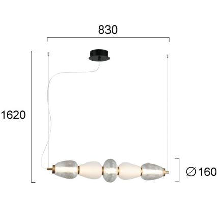 Suspension LED sur câble SHINY LED/23W/230V blanc/doré