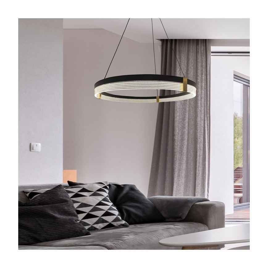 Suspension LED sur câble TRIANGLE LED/40W/230V 3000/4000/6000K Ø 60 cm noire