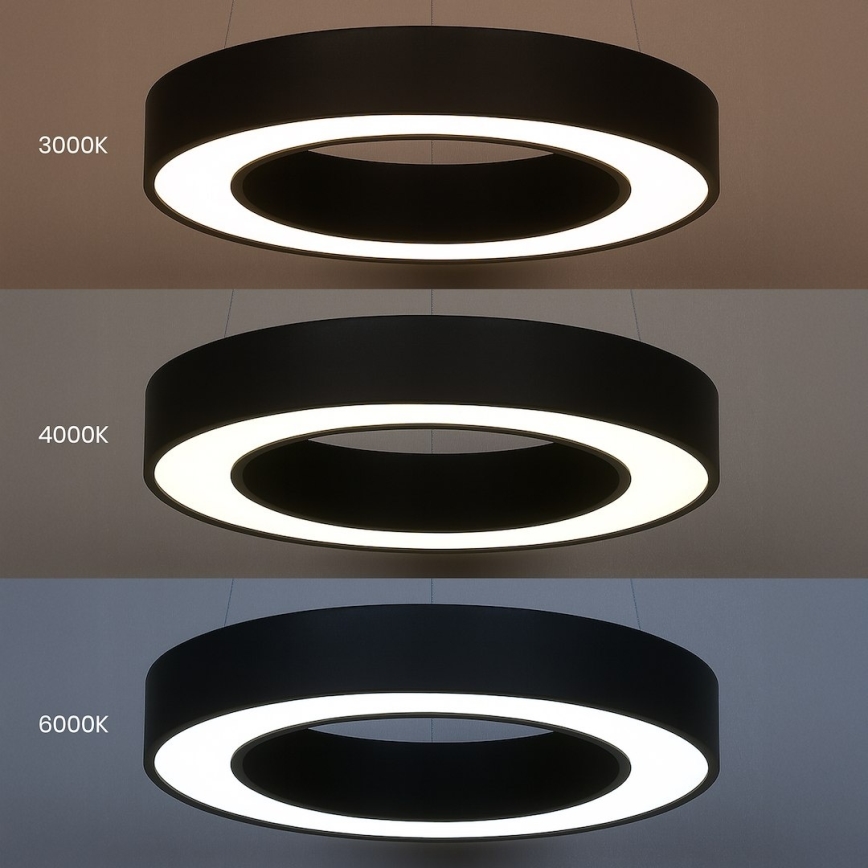 Suspension LED sur câble UNION, 40 W, 230 V, 3000/4000/6500 K, Ø 40 cm, noire