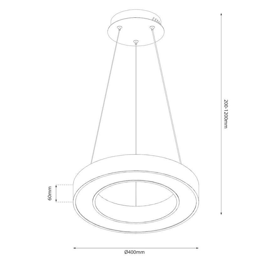 Suspension LED sur câble UNION, 40 W, 230 V, 3000/4000/6500 K, Ø 40 cm, noire