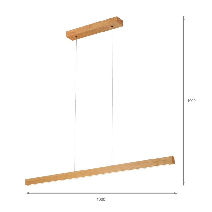 Suspension LED sur câble VERDE LED/18W/230V 3000K 106 cm chêne