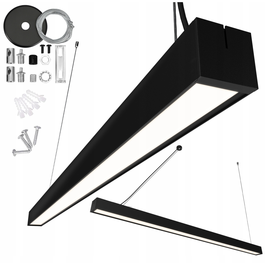 Suspension LED sur câble / version plafonnier / 44W / 230V 4000K 120 cm noire